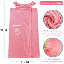 Bata de Baño Mujer Toalla Super Absorbente y Secado Rápido - Toallas de Baño Grandes para Adultos, Diseño Envolvente Hogar, Bata de Mujer en Vellón de Coral Suave No Quitapelos - Rosa - Ver 8