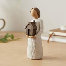 1 Piece Of Hand Holding House Delivery Sculpture, High-Quality Resin Figurine Ornaments, Little Girl And Cute House Model, Desktop Decorative Ornaments, Warm Decorations, Suitable For Friends' Housewarming Birthday Gifts, New Home Anniversary Gifts - 彩色 - 查看 5