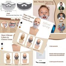 Honcloud Realistic Fake Beard Easy to Wear Great for Outfits and Perfect for Halloween - Gris plateado - Ver 1