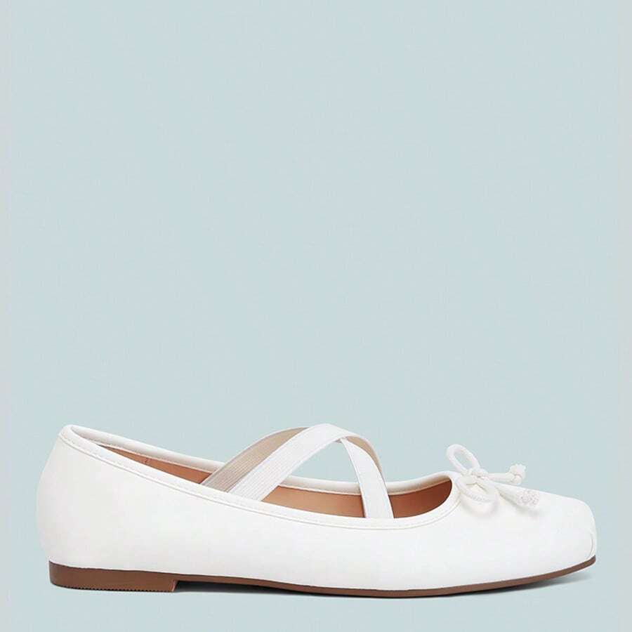 Leina Faux Leather Ballet Flats - White - View 1