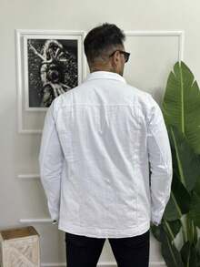 Men's Denim Jacket - 白色 - 查看 2