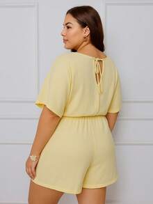 Elegant Casual Romper With Tie Back – Comfort And Style In One Piece - Yellow - View 2