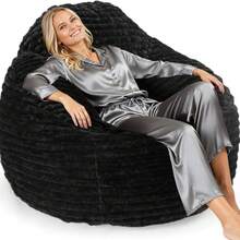 Sweetcrispy Bean Bag Chair, 39 Inch Bean Bags For Adults And Kids, Chair With Memory Foam Filled, Bean Bag Couch With Backrest And Armrests, Comfy Sofa For Living Room, Bedroom And Dorm - màu đen - Xem 8