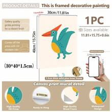 1 gerahmtes/Leinwand Wandkunst, Dinosaurier Tier Thema Dekoration. Badezimmer Wanddekoration. Themen Poster, Schlafzimmer Dekoration, Raumdekoration, Heimdekoration, Ornamente, Winterdekoration für Zuhause, Wanddekoration. Geeignet für Kinderzimmer, Kinderzimmer, Jungen- und Mädchen-Partyräume, Kita-Klassenzimmer Dekoration, wasserfestes Material. Kopfteil Dekorative Tapete, Party Deko Geschenke. Badezimmer Wanddekoration.