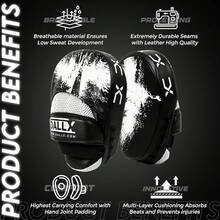 Guantes deportivos de punzonado, con gancho y jab curvados para entrenamiento de artes marciales, karate, kickboxing, Muay Thai con correas ajustables ventiladas - BLANCO - Ver 3