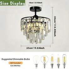 水晶金吊灯，轻盈奢华水晶吊灯，现代半吸顶式吊灯，E26灯泡底座，不含灯泡，适用于客厅、走廊、餐厅和卧室 - 20厘米/7.87英寸 - 查看 8