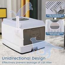 Large Enclosed Cat Litter Box With Lid CoverFoldable Cat Litter Box Hooded Odorless Cat Toilet With Litter Scoop Cat Self Groomer Deodorizer Filter Front Entry Top Exit Door Easy To Install And Clean