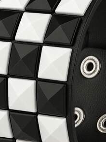 Spike Scene Bracelet Black With Black Pop Punk - Black and White - View 2