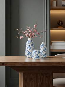 1 Peça Vaso Cerâmico com Design de Porcelana Azul e Branca, Adequado para Segurar Água, Flores Frescas e Arranjos Florais, Um Vaso Decorativo Versátil para Múltiplas Cenas