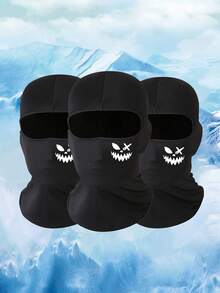 1/2/3 Stücke Unisex Böses Lächeln Gesichtsprint Nackengamasche Balaclava, geeignet für Radfahren, Skifahren und andere Outdoor-Aktivitäten
