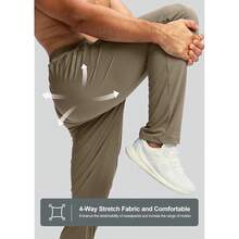 G Gradual Men's Sweatpants With Zipper Pocket Workout Athletic Track Pants Stretch Tapered Joggers For Gym Running Jogging{"Color_name":"Nomad","Size_name":"Medium"} - Nomad - 查看 6