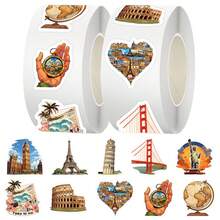500 ملصق معالم سياحية، ملصقات DIY مناسبة للأجهزة المحمولة والحواسيب والهواتف والزجاجات والأكواب والأجهزة الإلكترونية والهدايا وديكور الغرف والمنزل والمرايا والفن والديكور الخاص بالأعياد والمناسبات كالميلاد والكريسماس