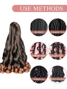 8 包 75 克/包 法式卷发辫子 24 英寸自然预拉伸弹性编织发散波浪钩针编织发 法式卷发合成接发 女士波西米亚风盒状辫子