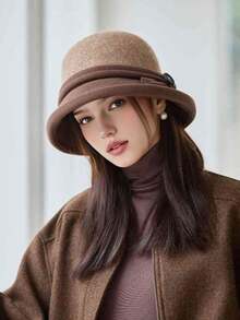 1pc Women's L Size Casual Bohemian Party Cute Elegant Retro Street Brushed Bucket Hat, Fashion Versatile Petite Bucket Hat Suitable For Daily Commute, Camping, Travel, Hiking, Theme Park, Cafe, Farm, Party, Photo Shoot, Autumn/Winter - Multicolor - View 8