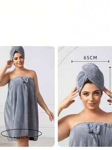 1pc Coral Fleece Bathrobe, Long Bathrobe Bath Skirt, SAP Bathrobe, Quick-Drying, Absorbent, Soft, Non-Shedding, Home Use