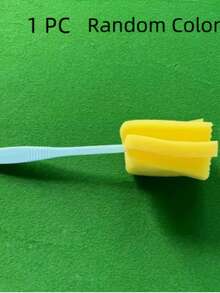 长柄非电动海绵刷 - 耐用塑料厨房清洁工具，适用于玻璃瓶、杯子等 - 随机颜色刮水器，适用于家庭和商业用途，海绵清洁，瓶子清洁，多功能清洁工具，符合人体工程学的手柄