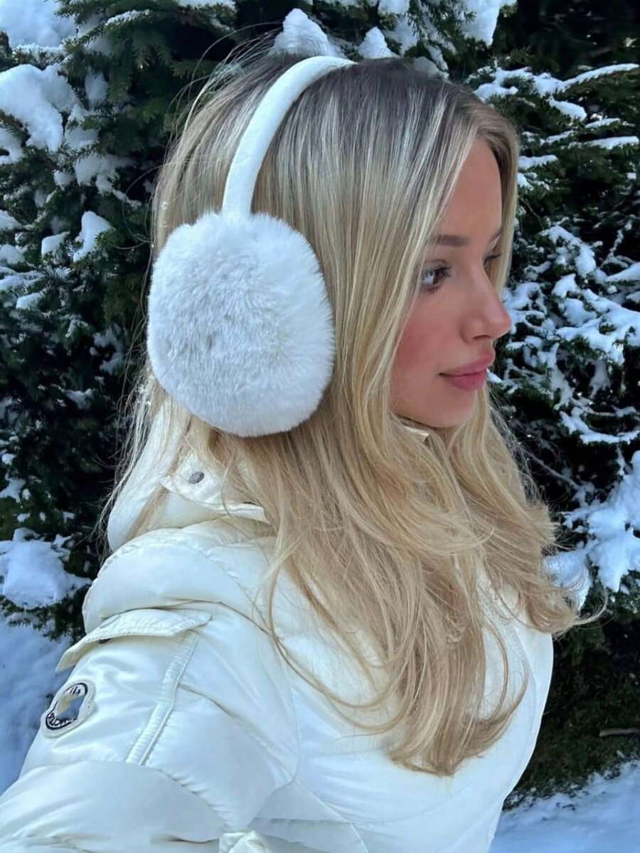 1pc Winter Ear Warmer With Faux Rabbit Fur, Warm Thermal Lined Foldable Ear Muffs, Windproof And Foldable Ear Cover