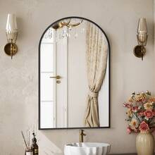 OLIXIS 20"X30" Arched Gold Bathroom Mirrors For Wall, Bathroom Mirrors For Over Sink, Metal Framed With HD Shatter-Proof Glass For Entryway, Living Room, Bedroom - màu đen - Xem 3