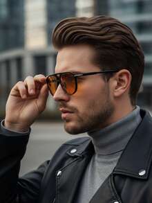 1 件男女通用复古方形时尚眼镜 - 简约双桥设计，黑色镜框和镜片，适合派对、拍照和休闲装，派对眼镜，现代简约，耐用眼镜