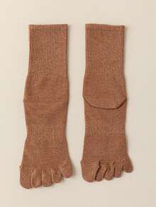 2/5 Pairs Unisex Five Toe Socks, Men's Antibacterial Mid-Calf Cotton Socks For Autumn/Winter, Women's Long Toe Socks, Random Delivery - Multicolor - View 3