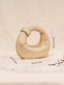 1 chiếc Túi cầm tay hình trăng lưỡi liềm lấp lánh dành cho nữ, Túi đính đá Abacus sang trọng cho bữa tiệc, Túi dạ hội pha lê sang trọng Relaxed Feel, Túi xách tay, Túi lấp lánh/Túi lấp lánh, Túi dự tiệc nhỏ, Quà tặng ngày lễ tình nhân thú vị - Vàng - Xem 3
