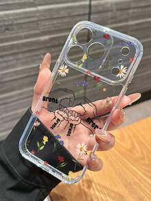 1pc Mother's Day Customized Phone Case With Holding Hands And Name, Transparent Anti-Drop Precise Cutout Phone Case Suitable For Phone11/12/13/14/15/16promax/16pro/16plus/17pro Max/18 Pro Max/17air/17e S26ultra/S25ultra/S24ultra/S23/S22/A56/A55/A54 And 10a/10pro/9a/9pro/8a/7a Android Phone Models, Dried Flower Style Summer Phone Case - Clear - View 8