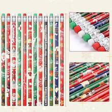 圣诞系列铅笔 - 雪人、圣诞树、驯鹿、圣诞老人图案，可爱高品质 HB 铅笔，适合学生书写，圣诞礼物 - 彩色 - 查看 2