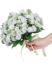 1/3 piezas Clavel artificial blanco Ramo de flores de plástico Regalos del Día de la Madre Decoración de fiesta de cumpleaños Canasta de flores de boda Flores que sostiene la novia Decoración del hogar Comedor Dormitorio Decoración del alféizar de la ventana Decoración de Año Nuevo Jardín al aire libre Inicio de la temporada escolar