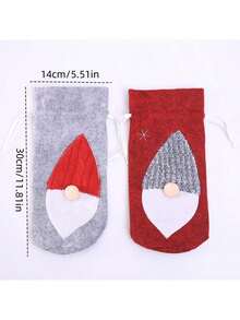 New Christmas Day Decoration Supplies Red Wine Set Winery Bar Red Wine Bag Machine Embroidered Wine Bottle Set Table Supplies