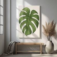 Monstera Leaves, Tropical Plants, Realistic Watercolor Style Canvas Wall Art, 1Pc 2D Flat Printing, For Living Room Office Wall Decor For Bedroom Bathroom Framed Wall Poster Art Prints Ready To Hang Pictures Home Decorations - 彩色 - 查看 4