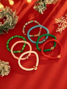 Set di 7 braccialetti in argilla polimerica eleganti e carini a tema fiocco di neve e clown, gioielli vintage chic adatti per uso quotidiano e feste diOgnissantin, regalo per donne (esclusa carta regalo)