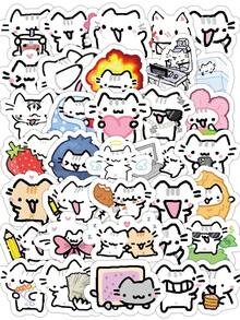 72 PIEZAS/PAQUETE Pegatinas de vinilo coloridas y lindas de varios tamaños, suministros para scrapbooking, artículos de papelería, accesorios de escritorio, regalos divertidos de estilo Kawaii de gato para mujeres, organización de escritorio, manualidades con pegatinas