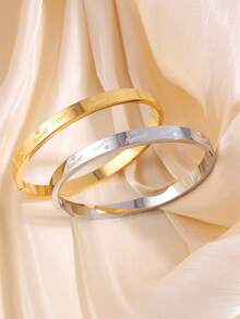 1 件简约不锈钢手链，18K 镀金，理想的礼物，适合日常佩戴