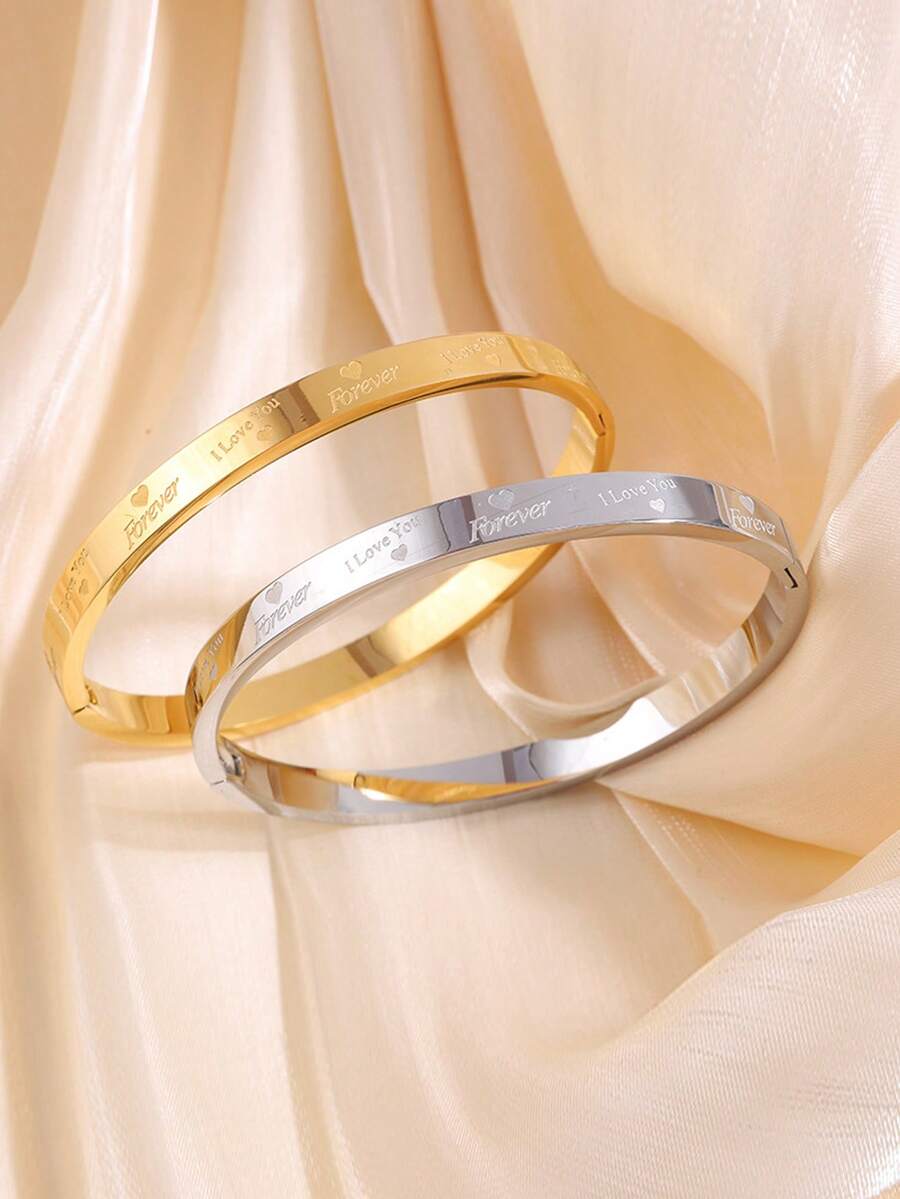 1 件简约不锈钢手链，18K 镀金，理想的礼物，适合日常佩戴