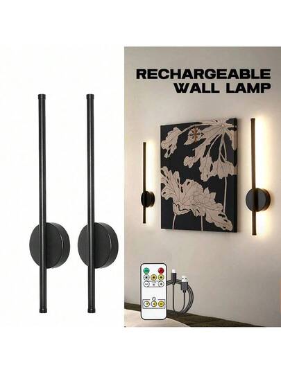 1pc Moderne Nordic LED Minimalist Indoor Wand Lamp,Night Light, Lamps Bedroom,Lamp Living Roomlamp Room,Three Adjustable Bedside Lamp 50cm Type Rechargeable, Commercial Lighting Surface Rust Proof Hang Lamp, Bedroom, Room, Coffee Shop, Corridor ation Hotel TV Background 2200mAH view 2