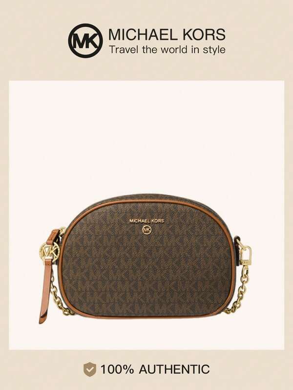 Michael Kors Bolsa de ombro Jet Set Charm MK para mulheres, pequena bolsa tiracolo com monograma para câmera, bolsa de ombro casual para festas diárias