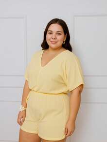 Elegant Casual Romper With Tie Back – Comfort And Style In One Piece - Yellow - View 4