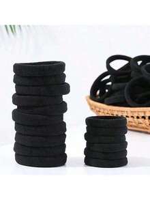 Set de 20 piezas/50 piezas/100 piezas/200 piezas de gomas de pelo elásticas negras y de colores, bandas de goma simples y sin costuras para coleta, gomas de pelo de unicolor y muy elásticas para mujeres, cómodas y duraderas, esenciales para el hogar y los viajes