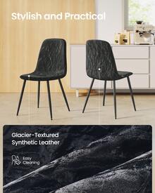 VASAGLE Dining Chairs, Set Of 4 Dining Room Chairs, Metal Frame, Adjustable Feet, Easy To Clean, Glacier-Textured Synthetic Leather, For Kitchen, Ink Black UKDC188B01 - Black - View 3