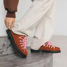 Men's Derby Shoes New Versatile Lace-Up Casual Shoes With Hidden Wedge Thick Sole Small Leather Shoes - 黑色 - 查看 7