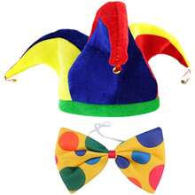 4-Piece Carnival Clown Dress Up Set, Including Clown Hat, Colorful Bowknot And Necktie, Clown Red Nose, Fun Party Accessories For Masquerade Events, Clown Costume, Prom Party Dress Up Cos Suit Christmas