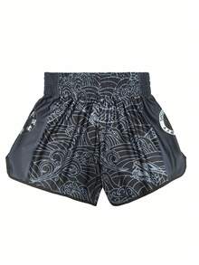 男士拳击训练短裤，适合泰拳、格斗运动 - 黑色 - 查看 3