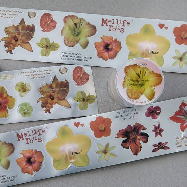 MOCARD 1 rolka 2M taśmy washi z kwiatowym i roślinnym wzorem, estetyczna taśma samoprzylepna do scrapbookingu, dekoracji DIY, prezentów, spersonalizowanego albumu z naklejkami, artykułów szkolnych