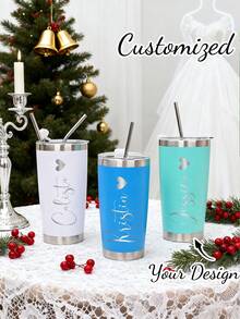 Customized Straight Tumbler Cup With Straw, Personalized Tumbler, Custom Name Travel Mug, Laser Engraved Tumbler, Stainless Steel Cup, Bridesmaid Tumbler, Insulated Tumbler, Double Straw Cup, Outdoor Cup, Car Cup, Birthday Gift, Girls Trip, Summer Cup