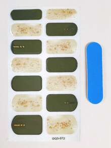 1片全甲貼紙，優雅全覆蓋甲貼紙，自粘式美甲貼花，適用於女性和1pc美甲打磨梳，美甲貼紙DIY