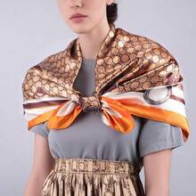 Mulberry Silk Scarfs Small Square Scarfs For Women 21" X 21" Lightweight Square Satin Head Scarf Neck Scarves{"Size_name":"35\"","Color_name":"Orange"} - 橘子英吋 - 查看 4