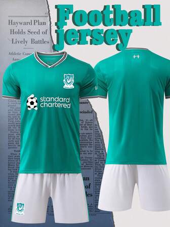 Customizable Liverpool Style Men's Sports Green Sweatshirt - With Name/Number/Logo Printed On The Front And Back, Suitable For Football Training And Running, Suitable For Football, Volleyball, Gym - Spring And Summer Casual Wear.