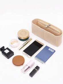 迷你拉链内袋，迷你包，小包，收纳整理袋，配套化妆品内袋，耐用收纳袋，便携式毛毡内衬袋，多口袋旅行收纳袋，迷你尺寸收纳袋，带内袋的收纳袋，适用于工作、通勤、户外、旅行、度假 - 彩色 - 查看 6