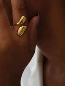 Custom Design & Text Fashionable Teardrop Open Ring For Women