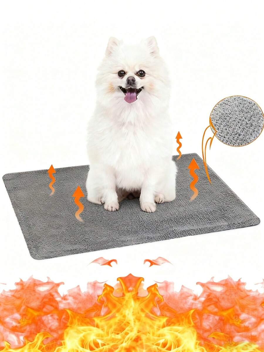 Almohadilla térmica para mascotas de varios tamaños - No se necesita electricidad, con resistencia física al frío, lavable a máquina y extraíble, fácil de limpiar, suave y cómoda, adecuada como cama/alfombra para mascotas en interiores/exteriores en clima frío - Gris - Ver 1